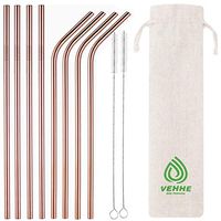 VEHHE Metal Straws 10.5" Drinking Straws Reusable Straws - Ultra Long Rosegold- with Cleaning Brush for 20/30 Oz for Yeti RTIC SIC Ozark Trail Tumblers (Rosegold)