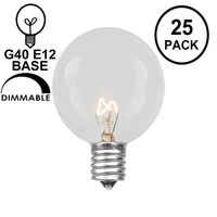 Novelty Lights 25 Pack G40 Outdoor Globe Replacement Bulbs, Clear, C7/E12 Candelabra Base, 5 Watt