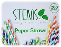 200 Colorful Paper Straws - 8 Color Variety Pack