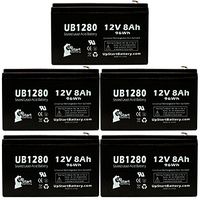 5 Pack Replacement for APC Back-UPS CS 350 BK350 Battery - Replacement UB1280 Universal Sealed Lead Acid Battery (12V, 8Ah, 8000mAh, F1 Terminal, AGM, SLA) - Includes 10 F1 to F2 Terminal Adapters