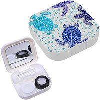 Portable Contact Lens Case Box Travel Kit Mirror + Bottle + Tweezers Container Holder [ Turtles Silhouette ]