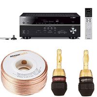 Yamaha RX-V683BL 7.2-Channel MusicCast AV Receiver with Bluetooth, Works with Alexa with 16-Gauge Speaker Wire - 100 Feet and Banana Plugs - 6 pairs