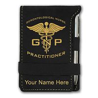 Mini Notepad, GNP Gerontological Nurse Practitioner, Personalized Engraving Included (Black)