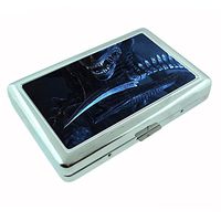Perfection In Style Silver Cigarette Case Metal Wallet Alien Design D003