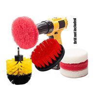 SaferCCTV 2 inch Diameter Drill Powered Stiff Scrub Cleaning Brush Heavy Duty Cleaning Applications for Bathroom Surfaces, Tile and Grout, Hard Water Stains, Rust (Red)