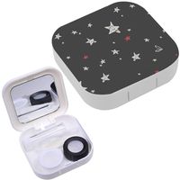 Portable Contact Lens Case Box Travel Kit Mirror + Bottle + Tweezers Container Holder [ Stars ]