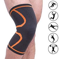 Bufccy Knee Brace Knee Protection Support Compression Sleeves, Wraps Pads for Running, Biking, Football, Basketball Sports, Orange XL