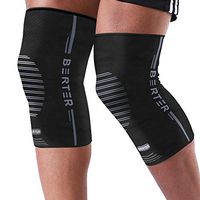 BERTER Knee Compression Sleeve Support for Running, Jogging, Sports - Brace for Joint Pain Relief, Arthritis and Injury Recovery - A Pair (Black, Medium(15.5-18.0"))
