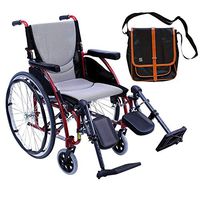 Karman S-Ergo 115 Ultra Lightweight Ergonomic Wheelchair | Seat Size 20" X 17" | Upgraded to Elevating Legrests | Fixed Wheels in Red & Free Black Medical Utility Bag with Trim!