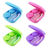 JumpyFire Colorful Mini Travel Contact Lens Case Kit, 4 Packs Portable Holder Box with Mirror