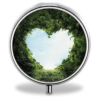 Heart-Shaped Pill Case, Round Stainless Drug Organizer Container Medicine Cover for Pocket Daily&Weekly
