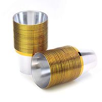 M-Aimee 9 Oz Gold Plastic Cups 50 Clear Plastic Cups/Tumblers Fancy Plastic Wedding Cups With Gold Rim – Reusable & Disposable Party Supplies (Gold, 9 Oz)