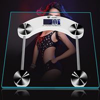 (US Stock) Body Weight Scale, Mewalker Precision Digital LCD Glass Body Weight with Step-On Technology, 6mm Tempered Glass Easy Read Backlit LCD Display (Square Shape)
