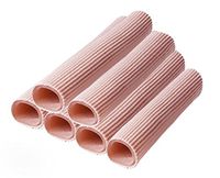 ERGOfoot Open Toe Tubes Fabric Gel Lined Sleeve Toe Protectors for Corns, Blisters, Hammertoes - 6 Pack - Sizes of 5.9" Length (Large)