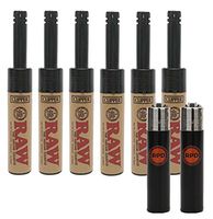 Clipper RAW Mini Tube Utility Lighter"Black Tops" (3 Pack), Clipper Lighter Rolling Paper Depot Design (2 Pack)- 5 Item Bundle