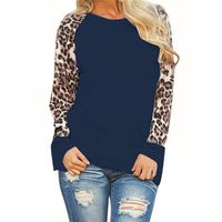 HAPPIShare Merry Christmas T-Shirt Women's Leopard Print Tops Raglan Long Sleeve Pocket Casual Basic Shirts Soft Tunics Top