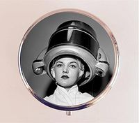 Retro Hair Pill box Pillbox Case Holder Stash Box Salon Stylist Kitsch Beauty