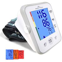 Large Cuff Easy@Home Digital Upper Arm Blood Pressure Monitor (BP Monitor), 3-Color Hypertension Backlit Display and Pulse Meter-FDA Cleared for OTC, IHB Indicator, 2 User, FSA Eligible EBP-095L