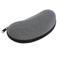 uxcell Oval Shaped White Black Fabric Zipper Closure Eyeglasses Case