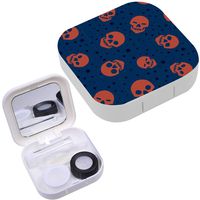 Portable Contact Lens Case Box Travel Kit Mirror + Bottle + Tweezers Container Holder [ Skull ]