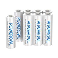 AAA Rechargeable Batteries, POWEROWL Rechargeable AAA Batteries 1000mAh High Capacity 1.2V NiMH Low Self Discharge Rechargeable AAA Battery, 8 Pack