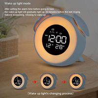 LED Alarm Clock - Wake Up Light Simple and Cute Design Alarm Clock Table Lamp with Sunset Mode Night Light for Children's Bedroom Decoration