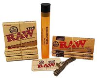 Bundle - 8 Items - RAW 1 1/4 Rolling Papers and Pre-Rolled Tips (3 Packs Each) with RAW Hemp Wick and Rolling Paper Depot Doobtube
