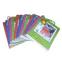 Christmas Gift Bags Large Size Holiday Packaging with Handles and Tags for Gifts, Jingle Bells, Winter, Candle, Santa Claus Designs Feliz Navidad (12 Piece)