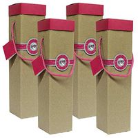 Gift Box, Sancerre Pink Wine Box, Set of 4pcs Wine Gift Box, EZ Wine Caddy. Easy to Assemble and No Glue Required. Comes with Ribbon and Gift Tag. EZ Wine Gift Box by Endless Art US.