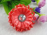10pcs Ribbon Double Sunflowers Wedding Decoration Appliques-(Pick Color) (Watermelon Red)