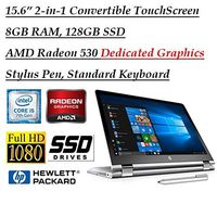 2018 HP X360 15.6 Inch Full HD Touchscreen 2-in-1 Convertible Laptop (Intel Core i5-7200U, 8GB RAM, 128GB SSD, AMD Radeon 530 2GB Dedicated Graphics, HDMI, Bluetooth) (Renewed)