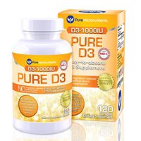 Vitamin D Supplement 1000 IU, Natural D3 Supplements, Premium Grade (Cholecalciferol), for Strong Bones & Immune Function, 120 Count - Pure Micronutrients