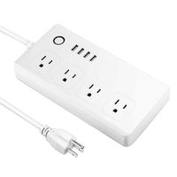 Smart Power Strip with 4 Outlets & 4 USB Port, Wireless 2.4GHz WiFi Enabled , Remote Control From Anywhere， Compatible with Alexa & Google Home