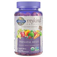 Garden of Life - mykind Organics Prenatal Gummy Vitamins - Berry - Organic, Non-GMO, Complete Vegan Multi - Methyl B12, D3 & Folate - Gluten Free - 120 Real Fruit Chew Gummies *Packaging May Vary*
