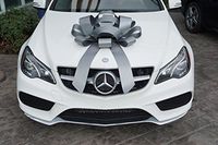 CarBowz Big Silver Car Bow, Giant 30" Bow, Non Scratch Magnet, Weather Resistant Vinyl