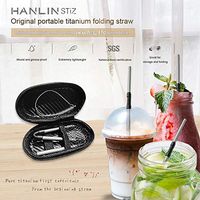 HANLIN-STiZ Reusable Folding Straw, Environmental Protection, Pure Titanium (Thin, Titanium)