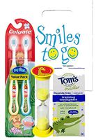 Wild Animal Safari 4pc Bright Smile Toddler Trainning Set! 2pk Soft Manual Toothbrush, Fluoride Free Toothpaste & Brushing Timer! Plus Dental Gift Bag & Tooth Saver Necklace!