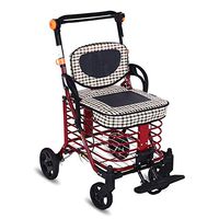 Rollator Walker with Seat, Lightweight Folding Elderly Medical Walkers, Shopping Cart, Safety Brake Four Wheel Aid Rolling Walker with Removable Storage Bag