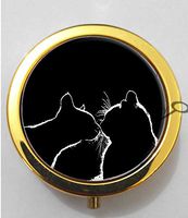 BlackKey Animal Cat Silhouette 3-Compartment Decorative Pocket Gift Box Case Organizer for Pill, Color 2 -443