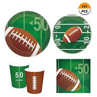 Anor WishLife Football Paper Plates,Football Napkins and Cups for Game Day,Super Bowl (Serves8–111Pcs)
