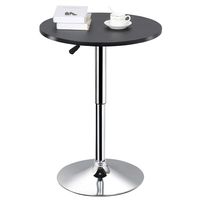 Topeakmart Adjustable Round Pub Table Counter Bar Height MDF Top Table 306° Swivel Bar Tables Tall Cocktail Tables Bistro Table