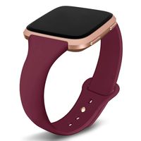 Kmasic Compatible Fitbit Versa Bands, Narrow Slim Soft Silicone Small Replacement Wristband for Fitbit Versa/Versa Lite Edition Women Men (Wine Red with Rose Gold Button, Large)