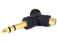 Monoprice 107226 6.35-mm Stereo Plug to 2 RCA Jack Splitter Adaptor, Gold Plated