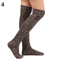 Mosichi Women Knee High Socks Button Decor Soft Winter Warm Socks Long Socks (Coffee)