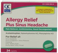 Quality Choice Sinus Allergy Headache, Pain Relief Caplets, 24-Count Boxes (Pack of 6)