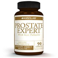 AMVILAB Prostate Expert - Natural Supplement for Prostate Health & Urinary Tract Support, with Saw Palmetto. Reduces Frequent Urination & Bladder Discomfort. 90 Capsules 1 Month Supply
