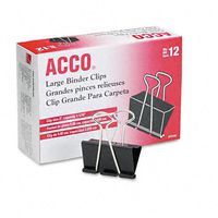 ACCO Binder Clips, Large, 1 Box, 12 Clips/Box (72100)
