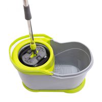Xiaochongshan Mop bucket set，Easy Wring Microfiber Spin Mop Bucket Floor Cleaning System (Color : Gray, Size : 48.5x27x28cm)