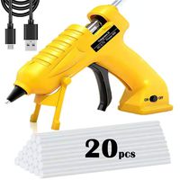 Cordless Hot Glue Gun, Yokgrass USB Rechargeable Anti-Drip Portable Mini Melt Glue Gun Kit with 20pcs Glue Sticks for DIY Crafts, School Projects and Fast Home Repairs