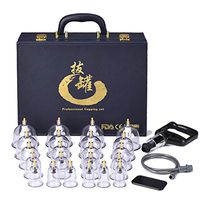 Cupping Set Professional Chinese Acupoint Cupping Therapy Sets Suction Hijama Cupping Set with Vacuum Magnetic Pump Cellulite Cupping Massage Kit 22-Cups PU Leather Case